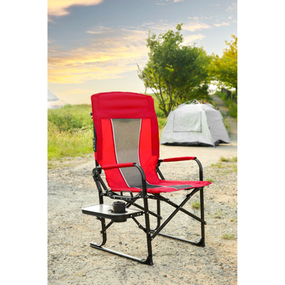 Chaise de réalisateur de camping robuste - surdimensionnée pliante portative avec table d'appoint pour la pêche sportive rouge