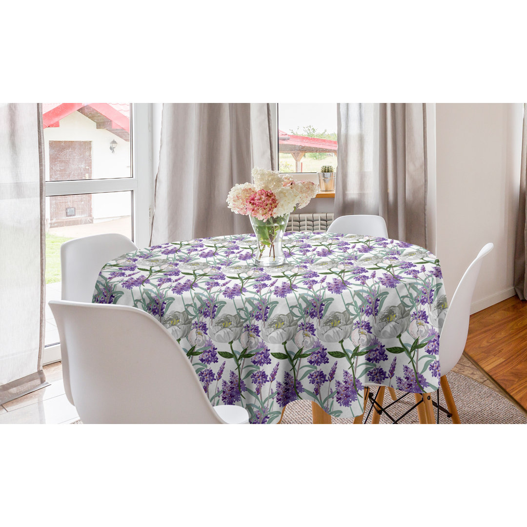 Runde Tischdecke, Lavendel und Pfingstrose, Floral, Mehrfarbig