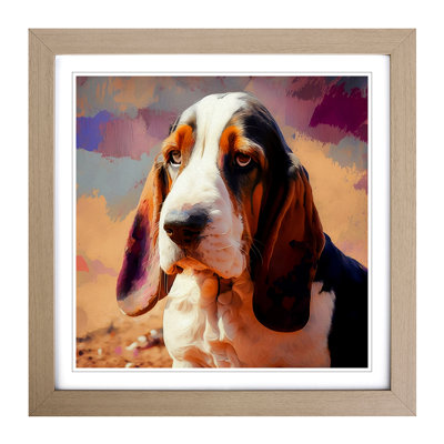 Basset Hound Neo-Impressionism - Framed Print