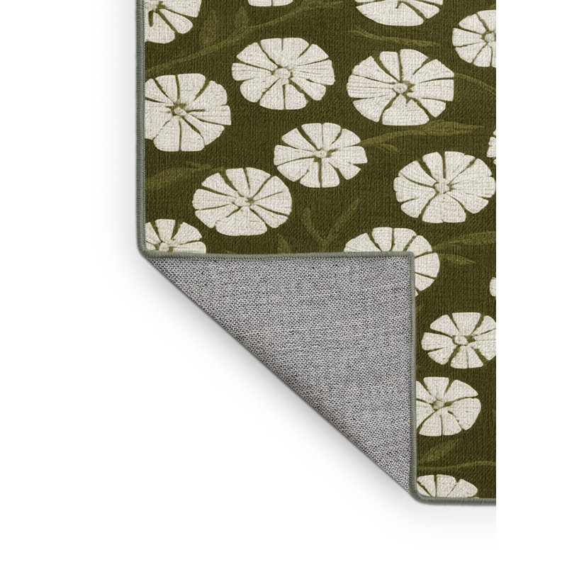 Tapis vert botanique lavable à la machine, Rond 3 pi