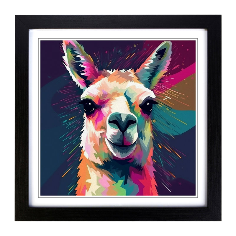 Llama - Framed Print, Black