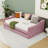 Twin Upholstered Daybed with Trundle and USB Charging Ports-1560629090