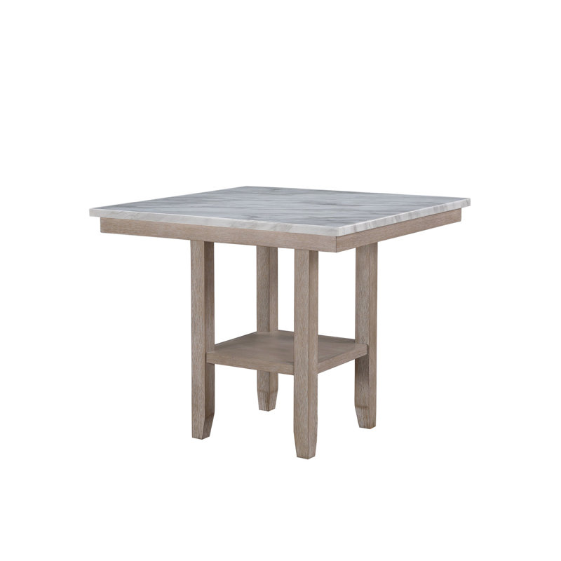 Table de bar carrée naturelle en bois massif +, finition, couleur, design transitionnel, 42 po x 35,93 po, table de bar de 77 lb avec forme carrée, style,