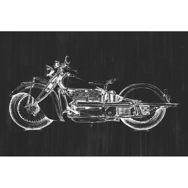 Motorcycle Graphic I by Megan Meagher - Wrapped Canvas Art Print, 61cm H x 91cm W