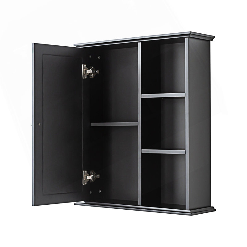 Armoire décorative, armoire murale de salle de bain, armoire 1 porte, Noir