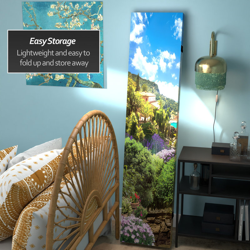 6 Ft. Tall Double Sided Sunset Palms Canvas Room Divider, Mediterranean, 4