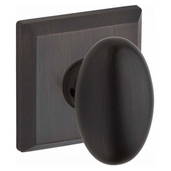 Ellipse Passage Door Knob with Traditional Square Rose Baldwin 
