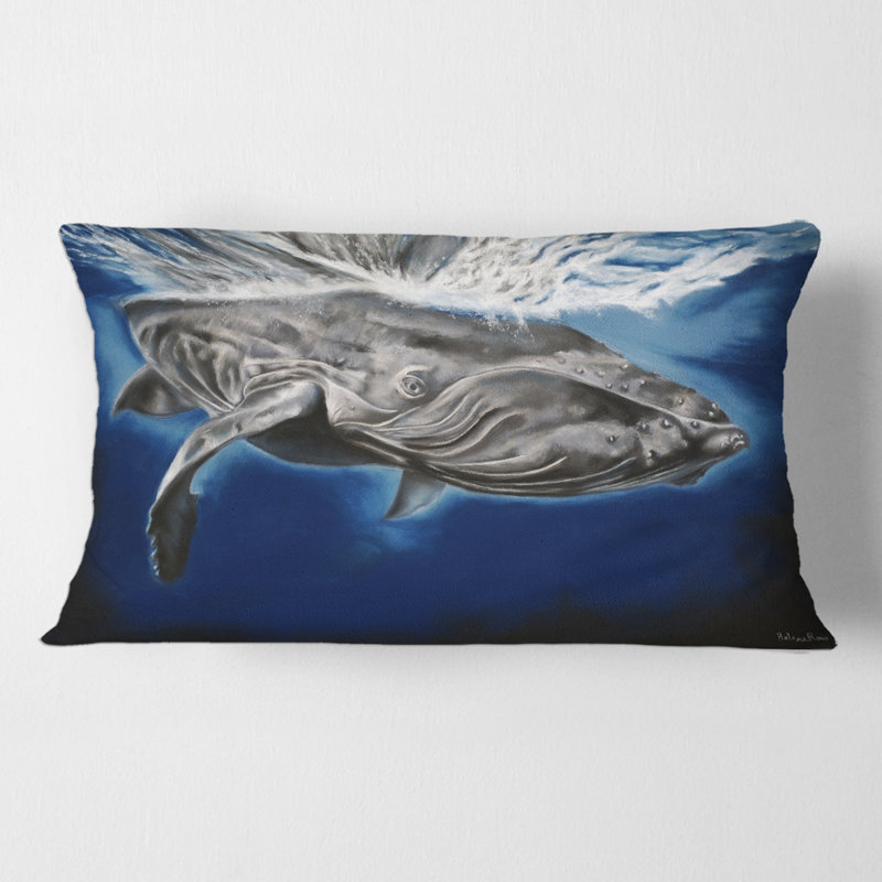 Portrait et couvre-oreiller rectangulaire avec baleine à bosse