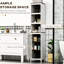Grande armoire de rangement pour salle de bain - Tour autoportante en blanc antique avec 3 tablettes ouvertes et une tablette réglable. Compact pour les espaces étroits. De nombreuses options. Stable et sécuritaire. L 12,5 po x l 11,75 po x H 63,5 po