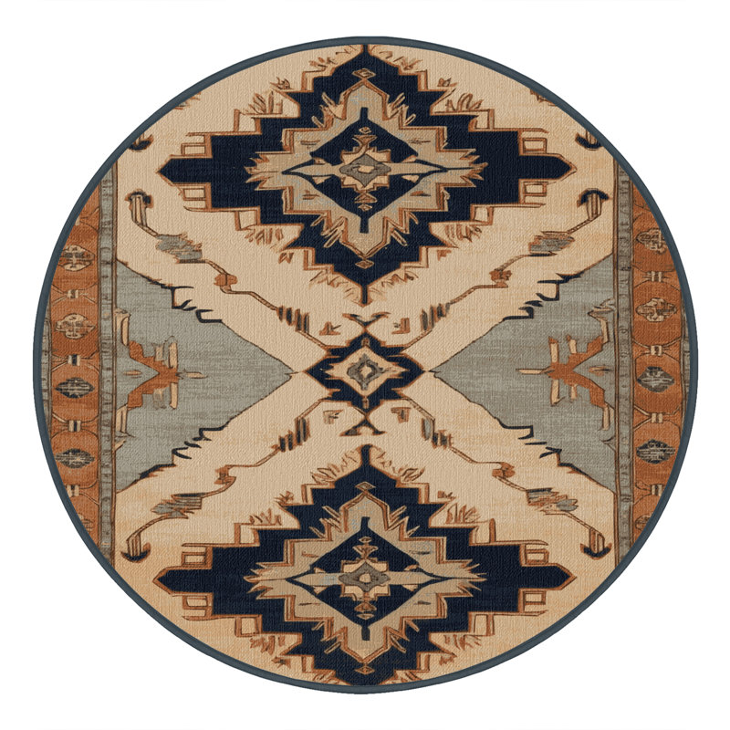 Tapis brun lavable à la machine, Rond 6 pi