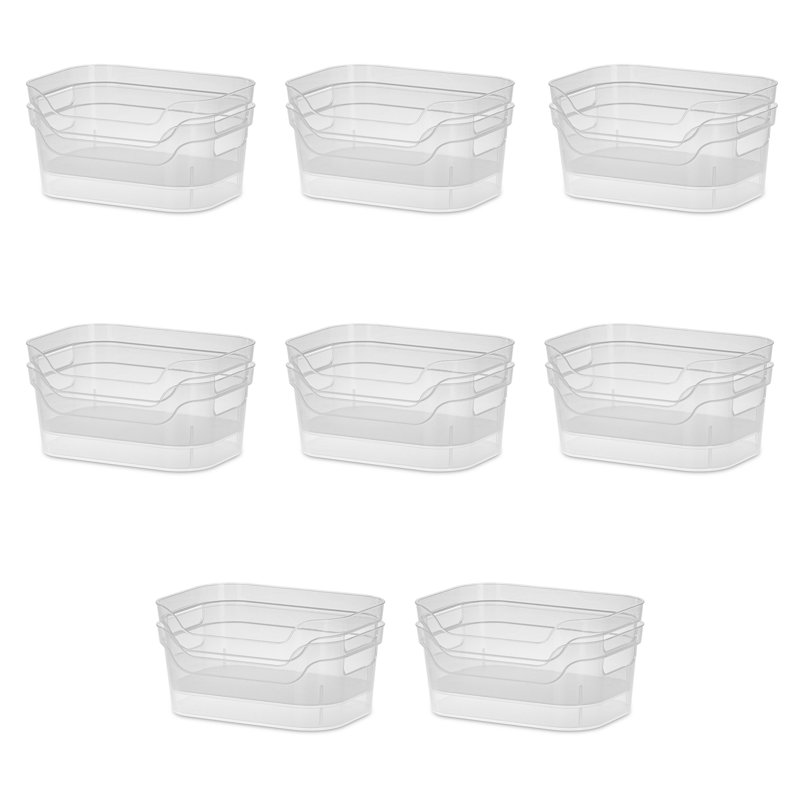 Sterilite 9.5 x 6.5 x 4 Inch Clear Open Storage Bin with Carry Handles (64 Pack)