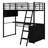 Ashvith Twin Size Metal Loft Bed With LED, Desk And 4 Storage Shelves