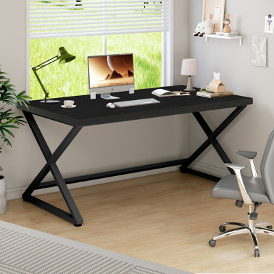 Bureau d'écriture, bureau industriel en bois et métal pour bureau d'écriture