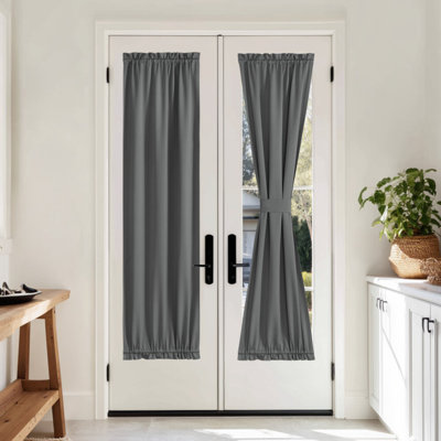  100% Blackout Door Curtain Thermal Insulated Privacy Curtain for French Front Door with Tieback, Room Darkening Window Covering for Kitchen, 1 Panel