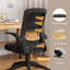 Chaise de bureau ergonomique à dossier haut en maille, réglable en hauteur, pivotante, avec accoudoirs relevables et soutien lombaire, noire-105181109