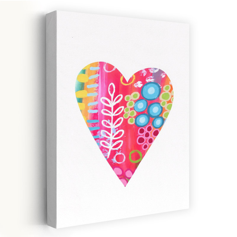 «Heart III», art abstrait coloré et audacieux, 18" H x 12" W