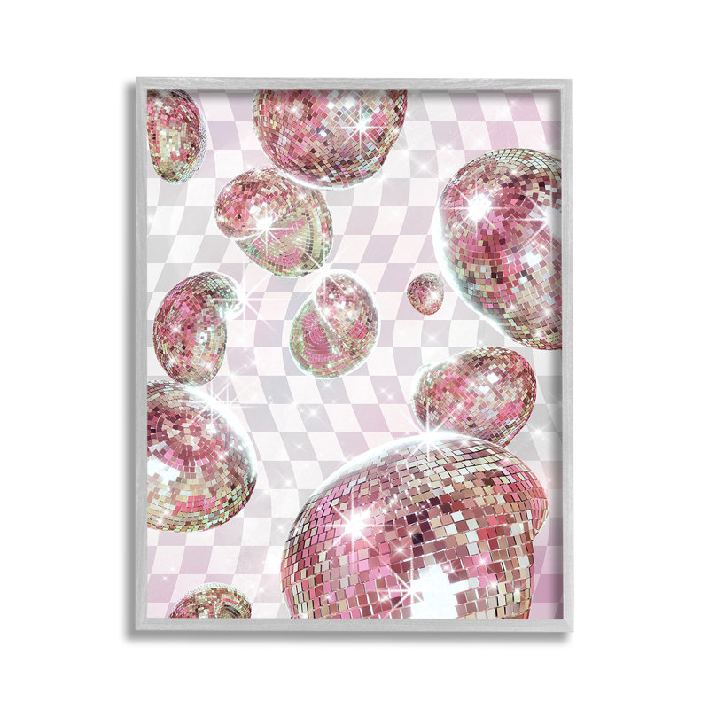 DiscoBallPatternGicleeArtbyZiweiLi, Farmhouse Gray Framed Giclee, 14" H x 11" W