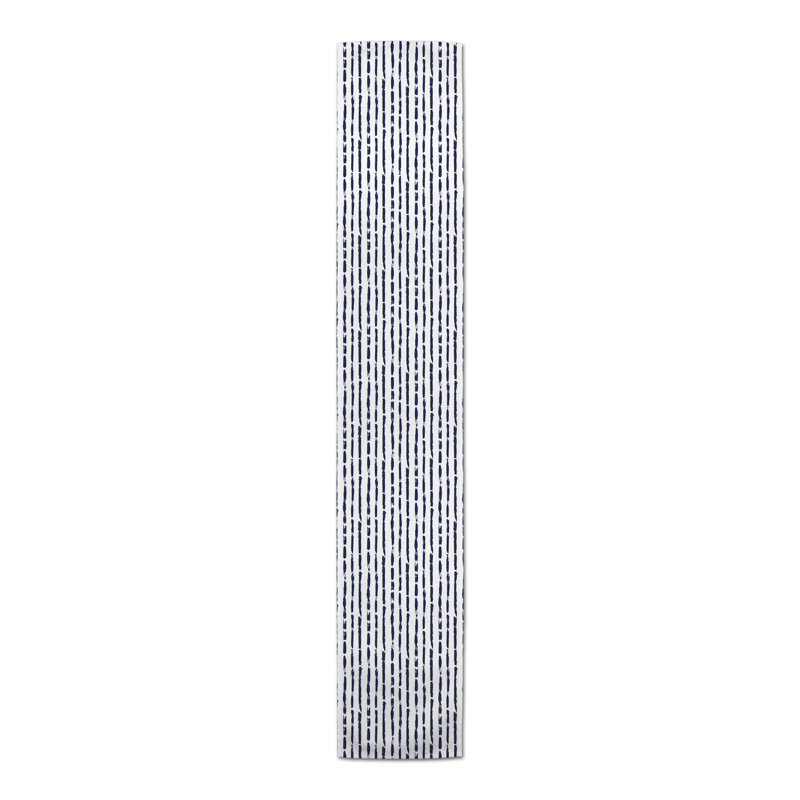 Conswella Rectangle Striped Polyester Table Runner, 16" D x 90" L, Navy Blue