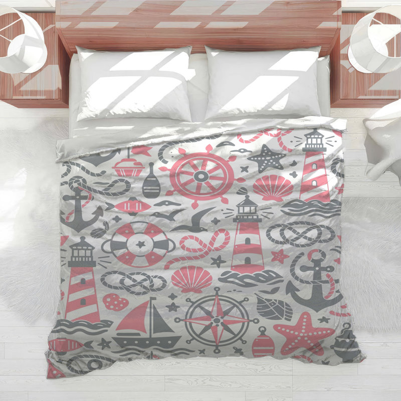 Nautical Themed Illustrations Comforter, Twin
