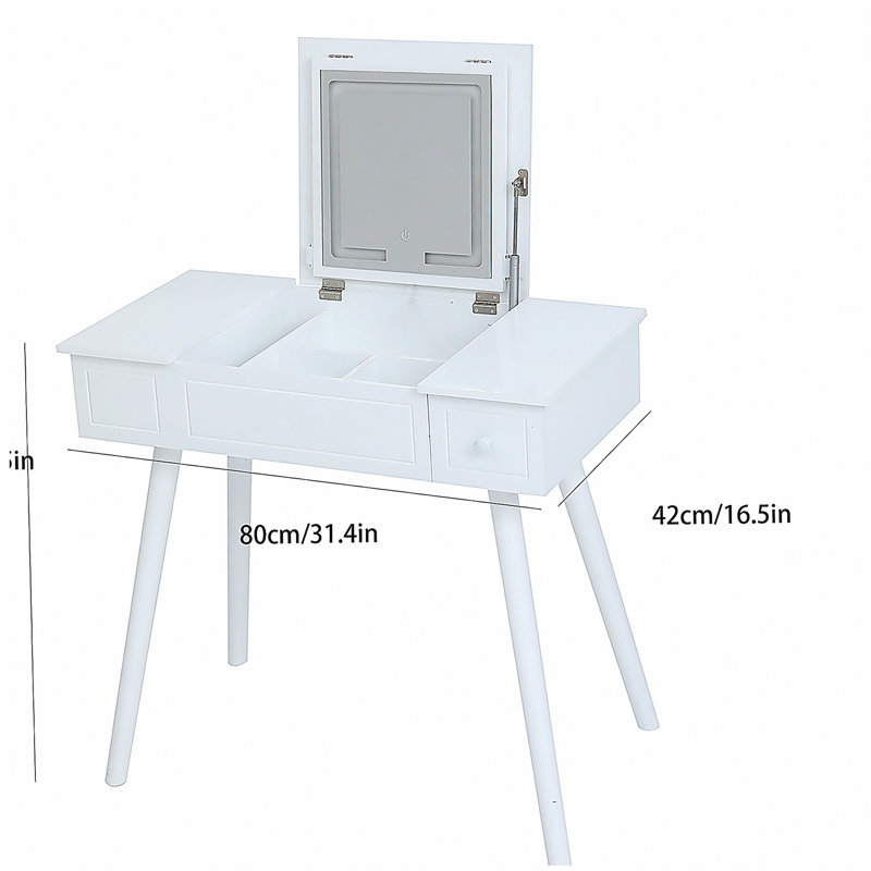 Ensemble de meuble-lavabo avec miroir à DEL et prise de courant, coiffeuse avec tiroirs et armoire, pour chambre à coucher, salle de bain