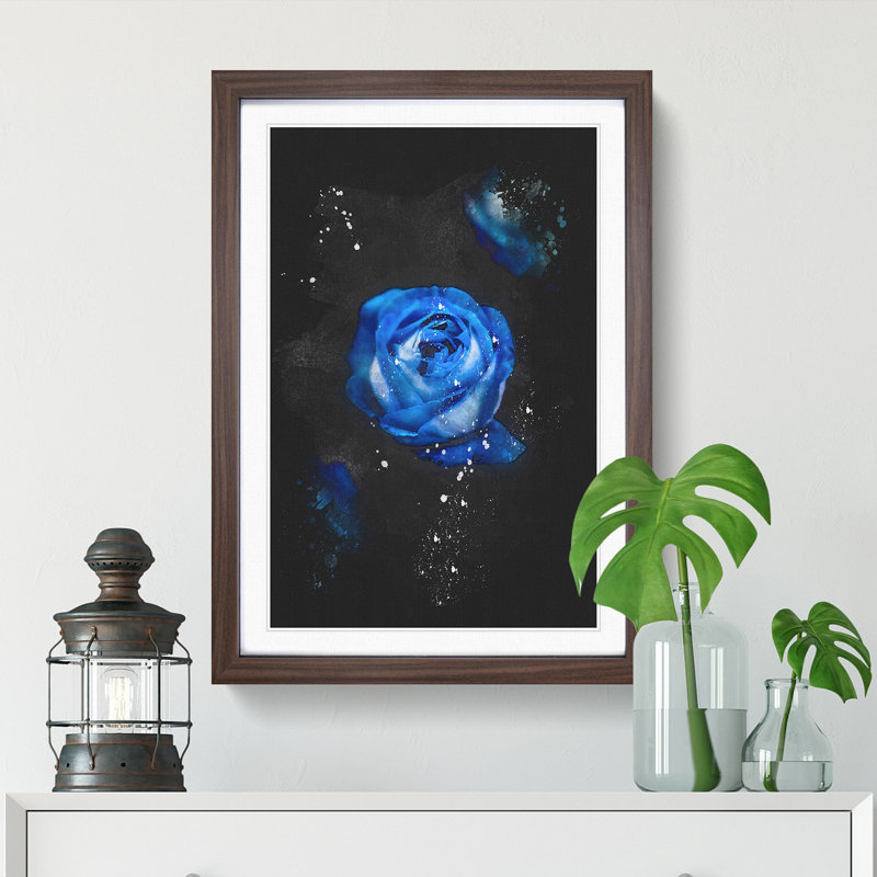 Trio of Blue Roses - Framed Print, 33cm H x 24cm W x 2cm D, Walnut Framed
