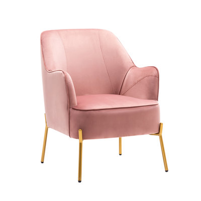 Chaise d'appoint rembourrée en velours Dameisha avec pieds chromés dorés
