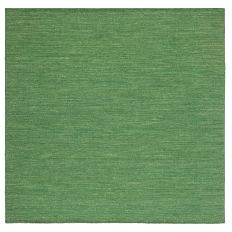 Kilim Hand Loomed Wool/Cotton Rug in Green, Square 6'