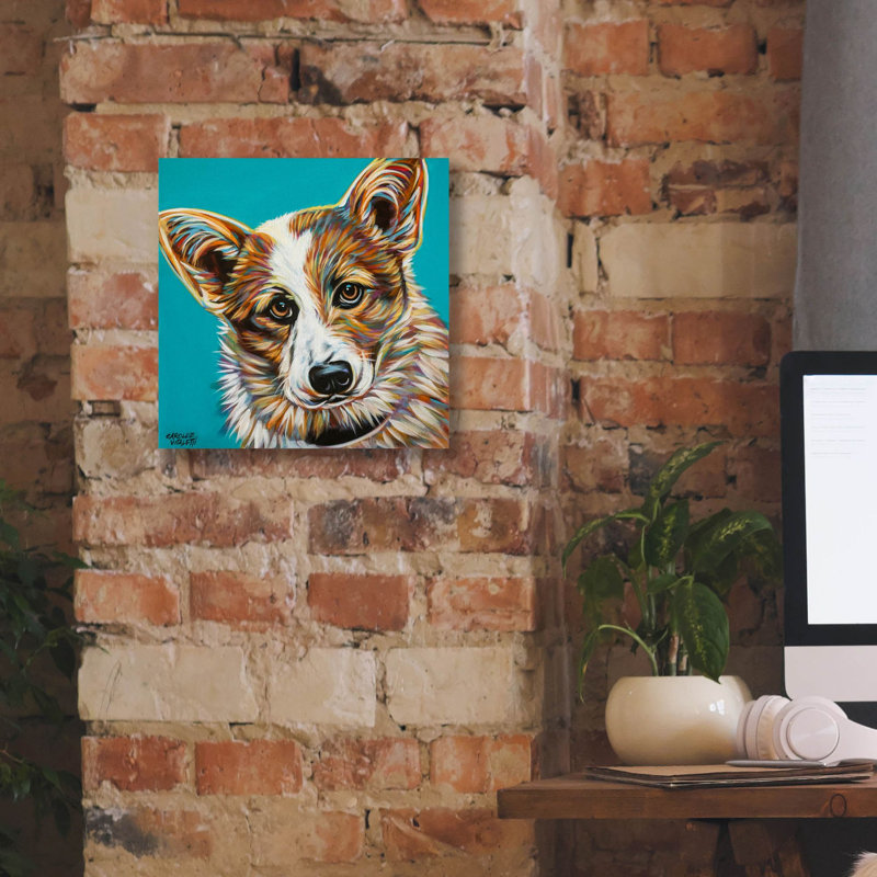 «Corgi Cutiness 1» par Carolee Vitaletti, art mural sur toile, H 12 po x l 12 po x P 0,75 po