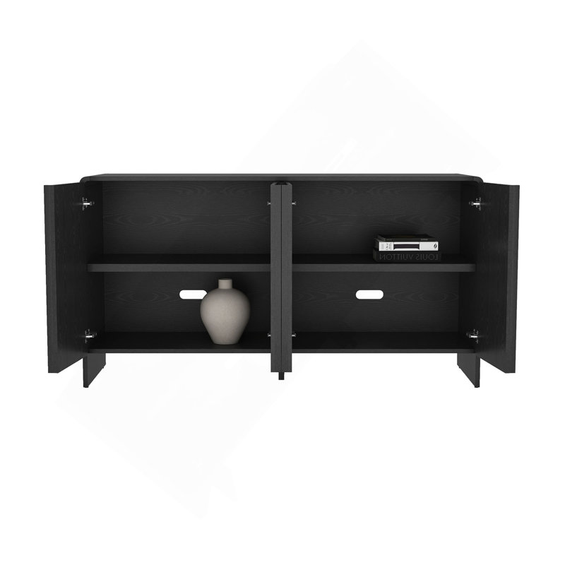 Buffet noir, 32.1" H x 60" W x 20" D