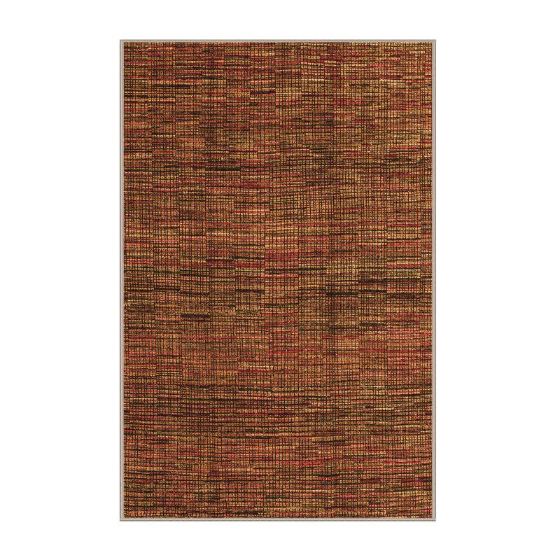 Tapis géométrique beige / rose / vert en laine tissé à la machine à motif géométrique Nazeeha, Rectangle 5 pi x 8 pi