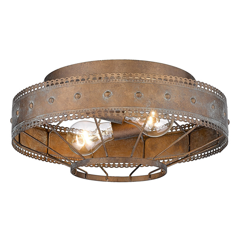 Plafonnier encastré 2 lumières 14 po Gaius, Patine cuivre