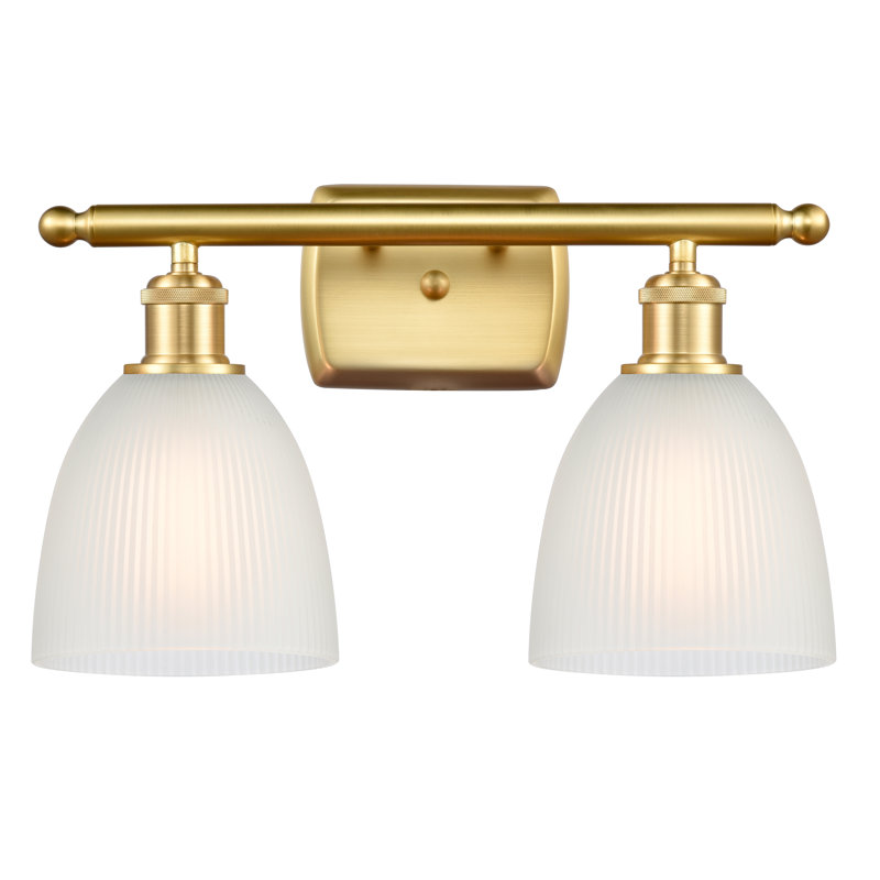 Asdsit 2 - Light Dimmable Vanity Light, 60 Watt Vintage Incandescent Bulb, White, Satin Gold