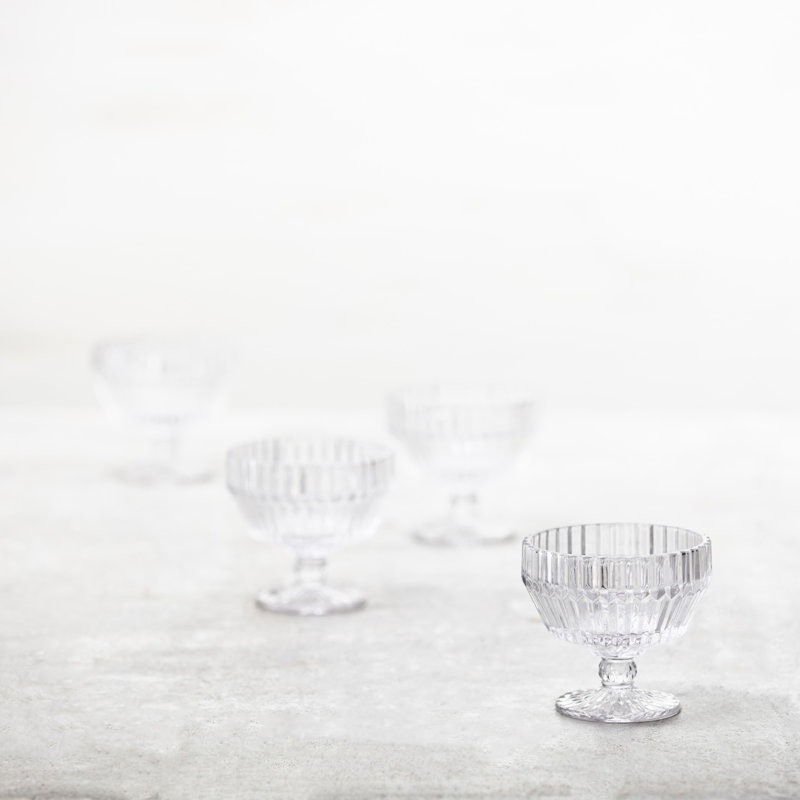 Fortessa Archie Glass, 10 Ounce Footed Dessert Bowl (Set of 6), Pink, Clear