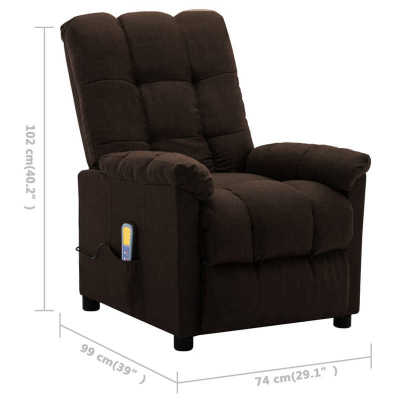 Massage Recliner Chair Electric Reclining Chair for Elderly, Dark Brown 100% Polyester
