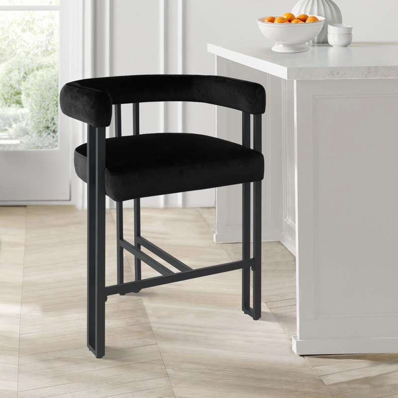 Colrain 24'' Upholstered Counter Stool - Metal Frame