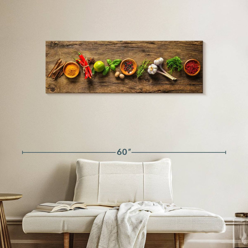 «Flavourful Spices and Herbs», reproduction sur toile tendue, H 15 po x l 45 po x P 1,25 po