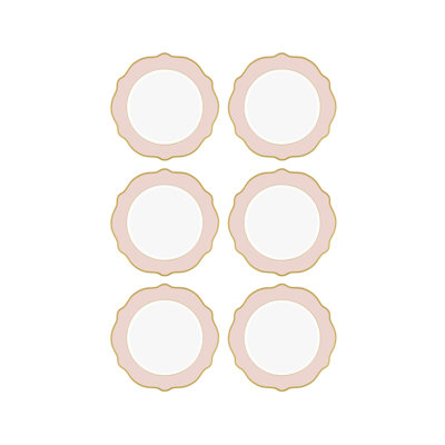 Ensemble d'assiettes à dessert Elegant (6 pièces), couleur crème, 8,3 x 8,3 x 0,4 pouces | 100% porcelaine, parfait pour servir de délicieuses gâteries | Idéal pour les occasions spéciales et l'utilisation quotidienne, design élégant et durable
