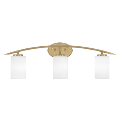 Barre d'éclairage de salle de bain 3 lumières avec verre mousseline blanc 4 po Kurve
