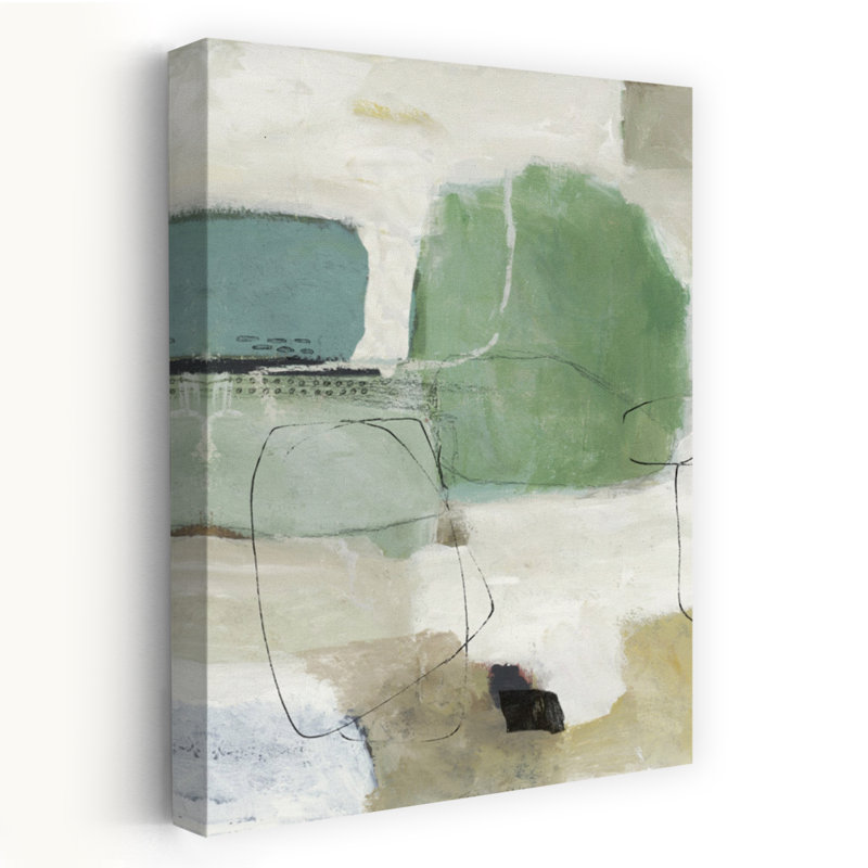 Green Azure Abstract Geometric Modern Art, 60" H x 40" W