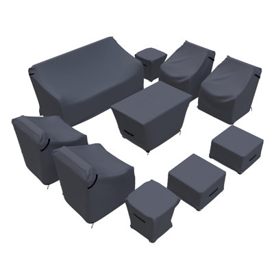 Layinsun Rattan Outdoor Conversation Set Cover For Patio Furniture With Fire Pit Table And Cushion