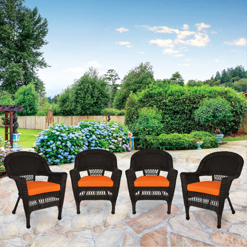 Chaise de patio avec coussins, Orange, Espresso