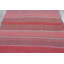 Vintage Frazada Square Kilim In Pink Striped Geometric Pattern - Rug & Kilim