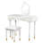 40" Modern Vanity Table Set With Mirror Touch Screen Lighted Mirror, Dressing Table And Cushioned Stool Set With 2 Large Drawers, White