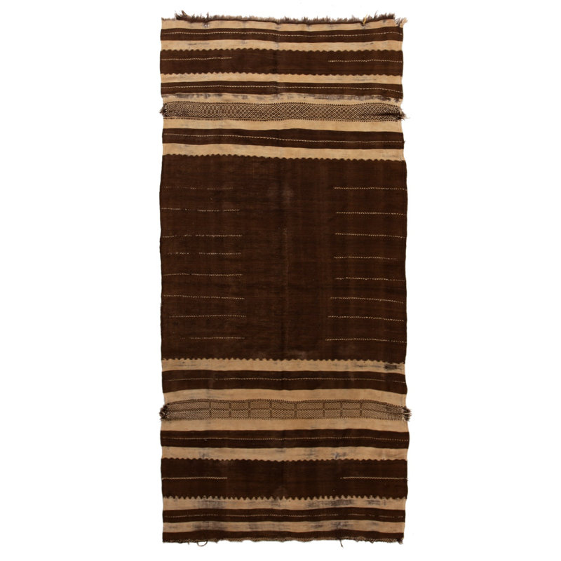 Brown Wool Kilim Rug - 4'11" x 9'08"
