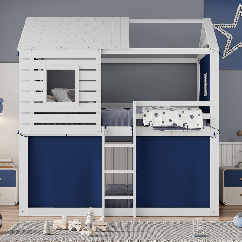 Lit superposé en bois avec tente Angelysse