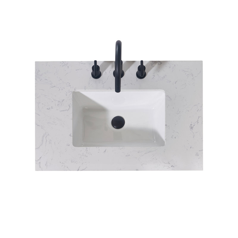 30" White Ceramic Vanity Top with Sink