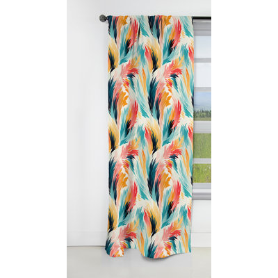Colorful Ikat Artistry Swirl Mirage II - Ikat Curtain - Velvet Blackout Ikat Curtain - 1 Panels