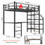 Lit mezzanine avec bureau en forme de L, grand espace de rangement et compartiments de rangement, structure de lit robuste avec escalier, garde-corps continu, peu encombrant, silencieux, sans ressorts éléphants requis-130988251