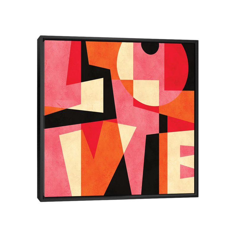 « love », impression sur toile, H 18 po x l 18 po x P 1,5 po, Toile encadrée noire, Pas de tapis