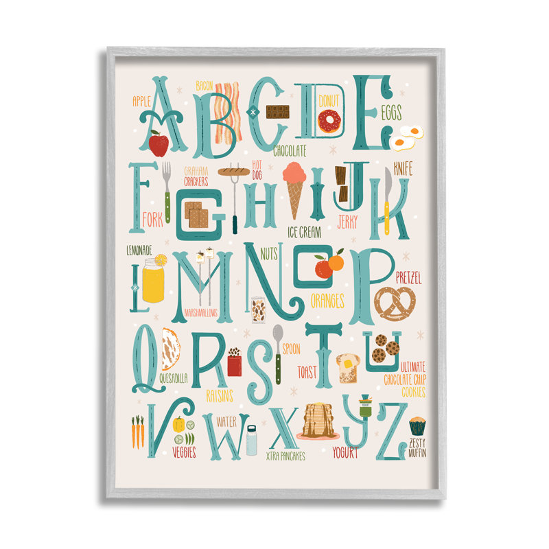 Graball - Alphabet des aliments, Estampe numérique Farmhouse, H 14 po x l 11 po x P 1,5 po